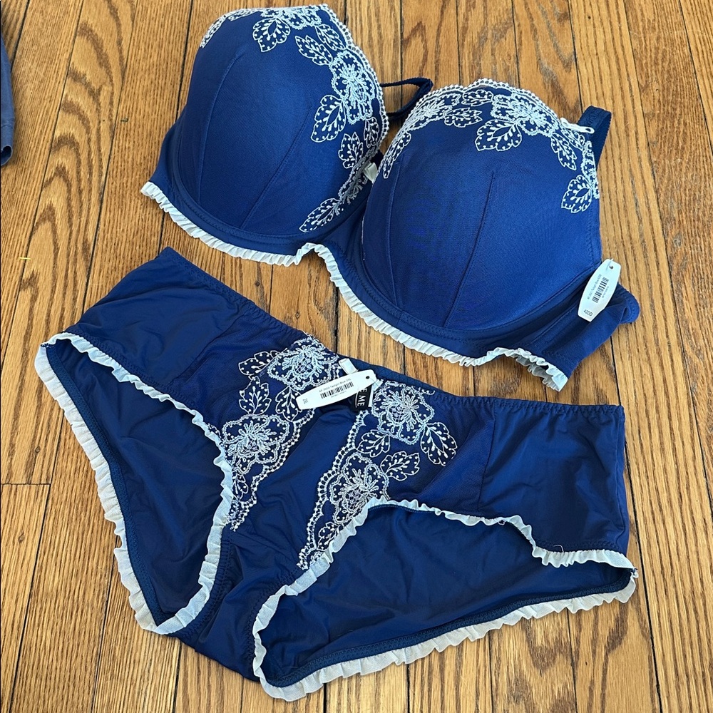 Adore me New. Bra & Thing Panty set. Nude.